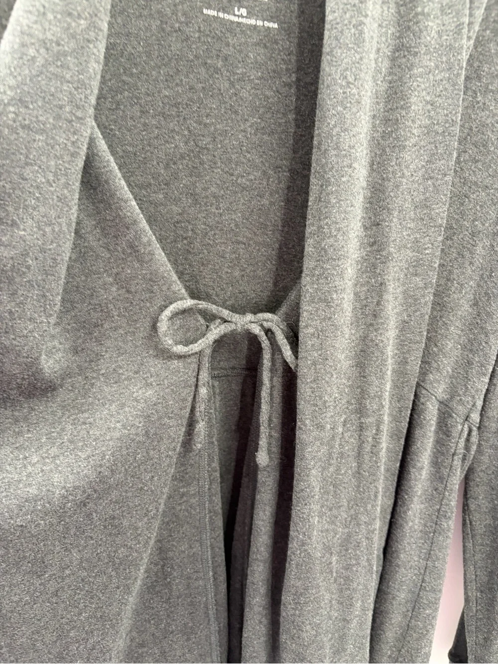 Calvin‎ Klein Gray Tie-Front Draped Cardigan Sweater Lounge Size L